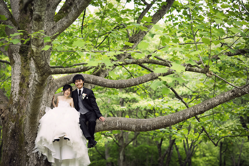滋賀・くつきの森の前撮り/フォトウェディングのロケーション撮影 | 夏の新緑溢れるロケーションで。