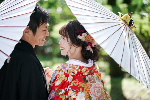 京都・堪庵の前撮り/フォトウェディングのロケーション撮影 | 初夏には青々とした新緑と。