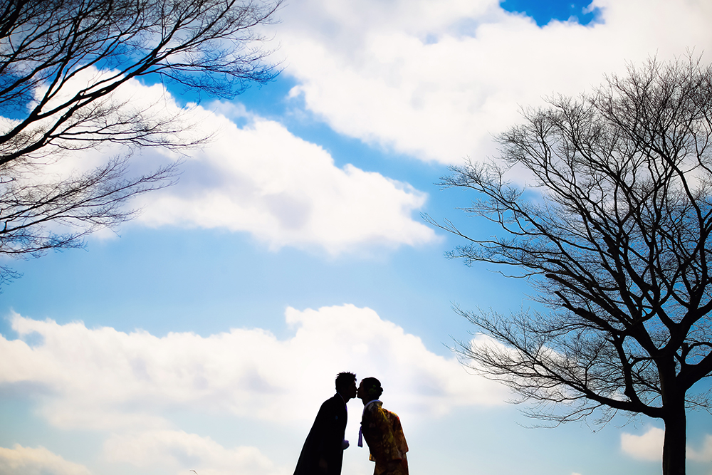 滋賀・比叡山ドライブウェイの前撮り/フォトウェディングのロケーション撮影 | 空いっぱいの前撮りスポット。