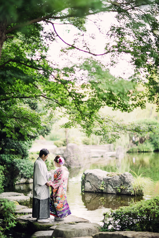 福岡・石橋文化センターの前撮り/フォトウェディングのロケーション撮影 | 和装と日本庭園の組み合わせはオススメ◎