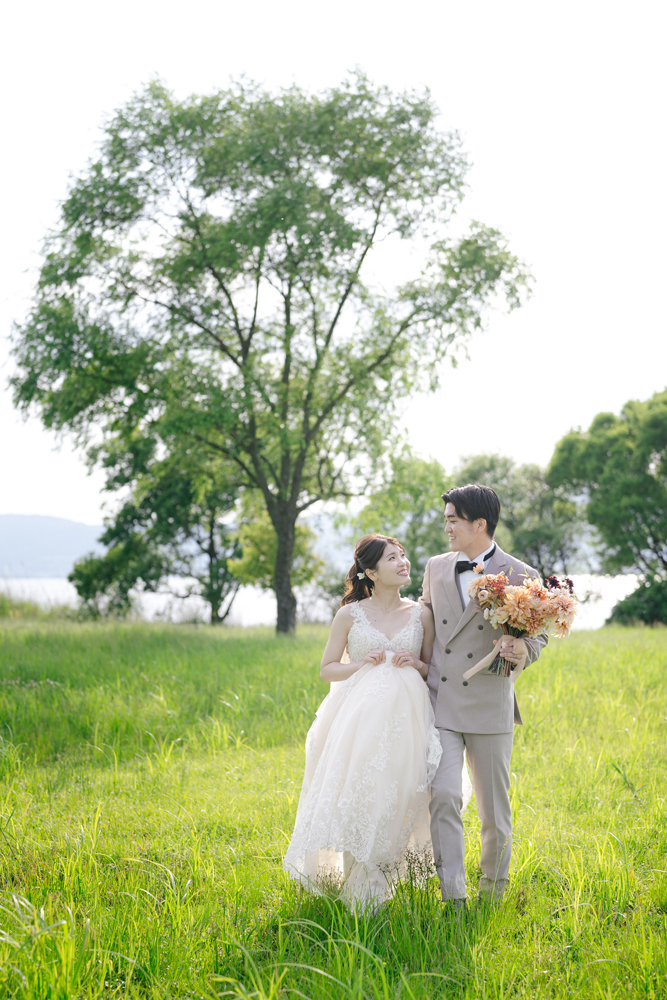 滋賀・琵琶湖の前撮り/フォトウェディングのロケーション撮影