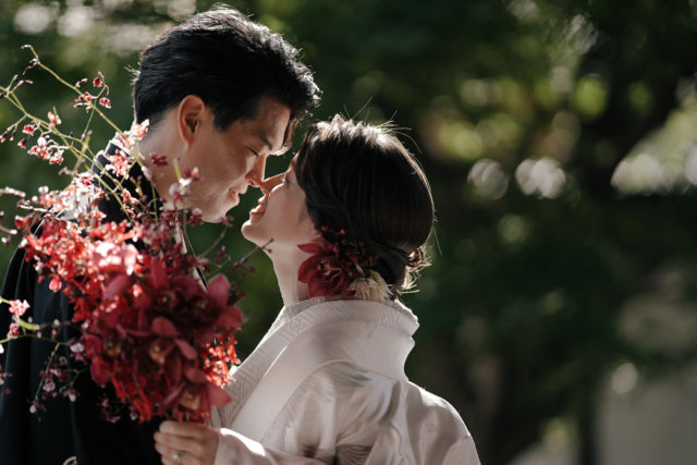 京都・大覚寺・白無垢・着物の前撮り/フォトウェディングのロケーション撮影 | 和装とブーケの組み合わせ◎