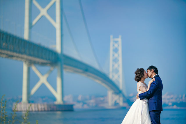 明石海峡大橋（兵庫）の前撮り/フォトウェディング ロケーション撮影事例