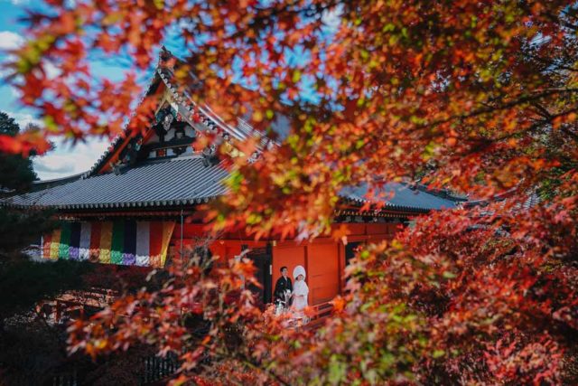 毘沙門堂（京都）の前撮り/フォトウェディング ロケーション撮影事例
