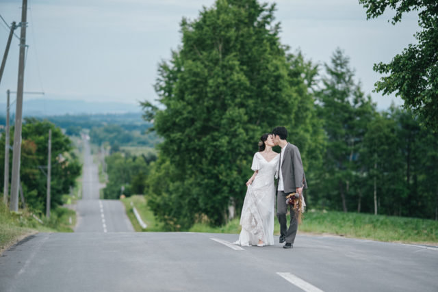 ジェットコースターの路（北海道）の前撮り/フォトウェディング ロケーション撮影事例