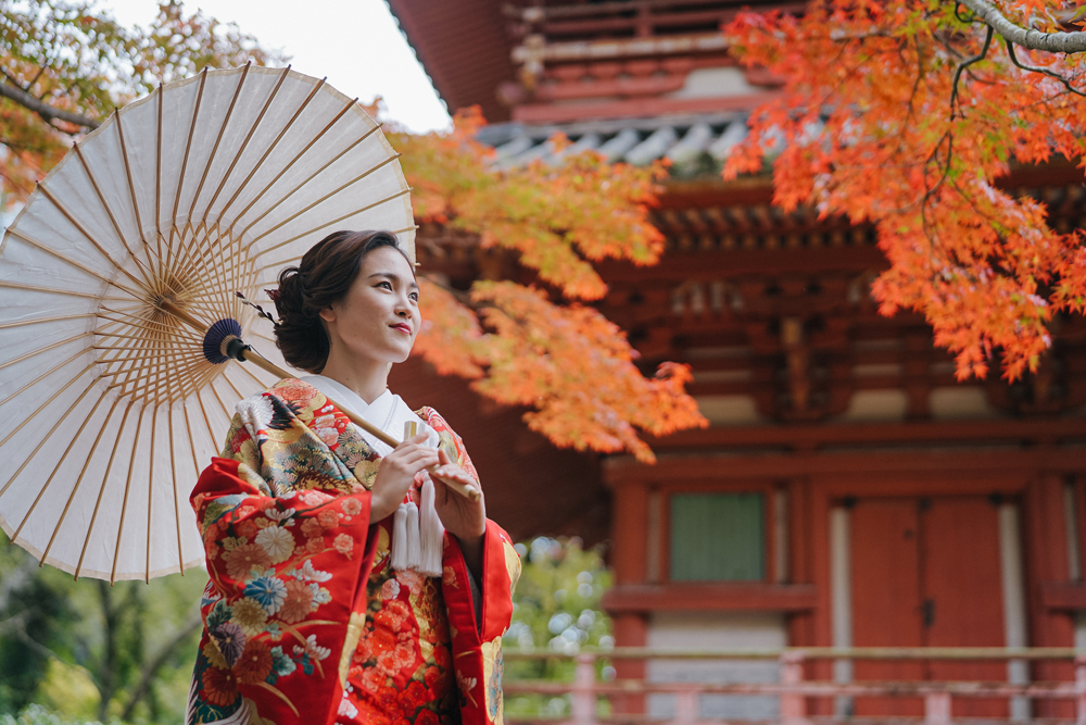 兵庫・大山寺の前撮り/フォトウェディングのロケーション撮影 | 和装に合う撮影スポットで、ロケーション撮影。