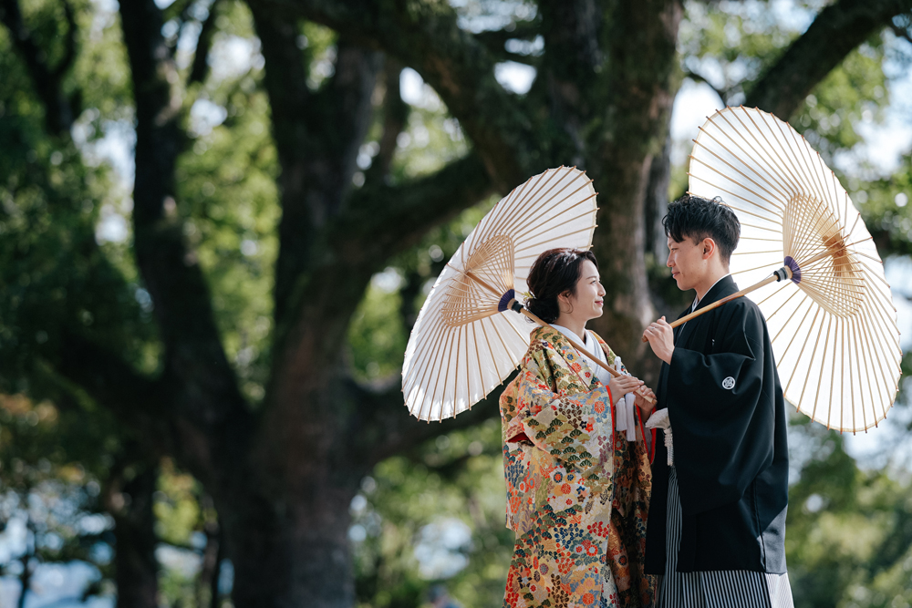 和歌山・和歌山城の前撮り/フォトウェディングのロケーション撮影 | 色打掛で和装前撮り◎