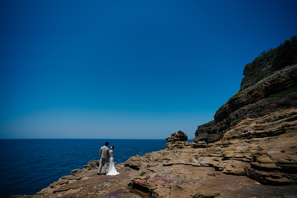 長崎・壱岐島の前撮り/フォトウェディングのロケーション撮影 | 雄大な自然の中での撮影。