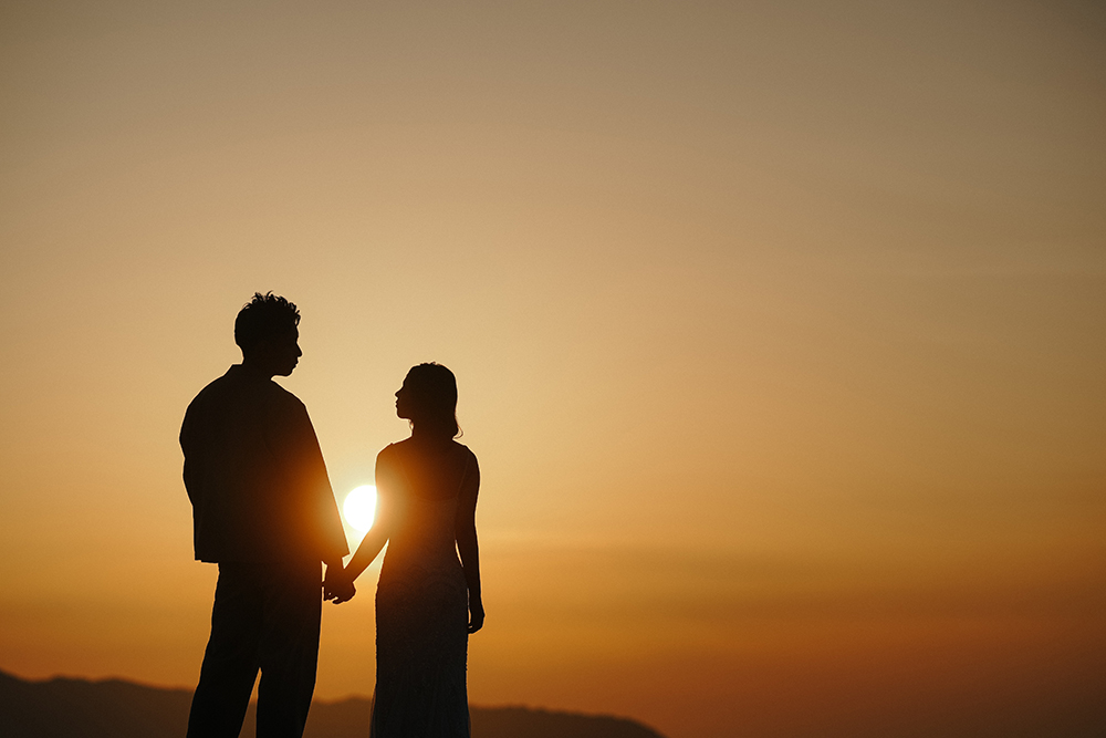 長崎・壱岐島の前撮り/フォトウェディングのロケーション撮影 | 夕日もとてもきれいな場所。