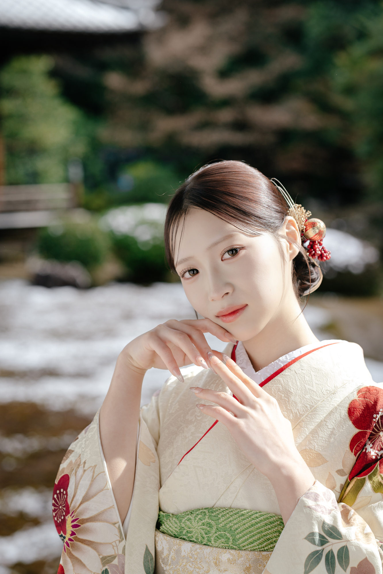 京都・随心院・雪の前撮り/フォトウェディングでのロケーション撮影 | 雪をバックに少し大人っぽく