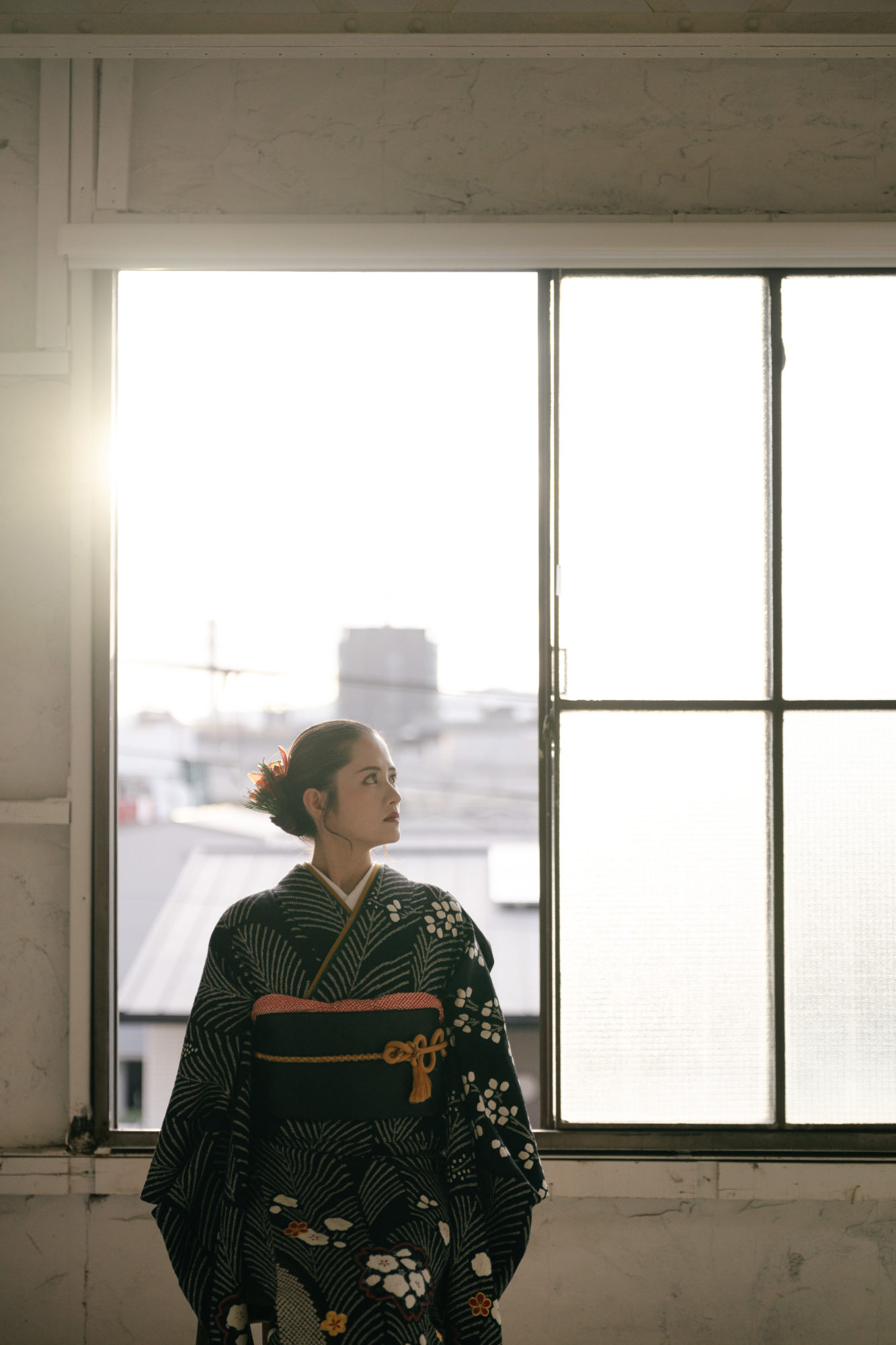 夕日のスタジオの前撮り/フォトウェディングでのロケーション撮影