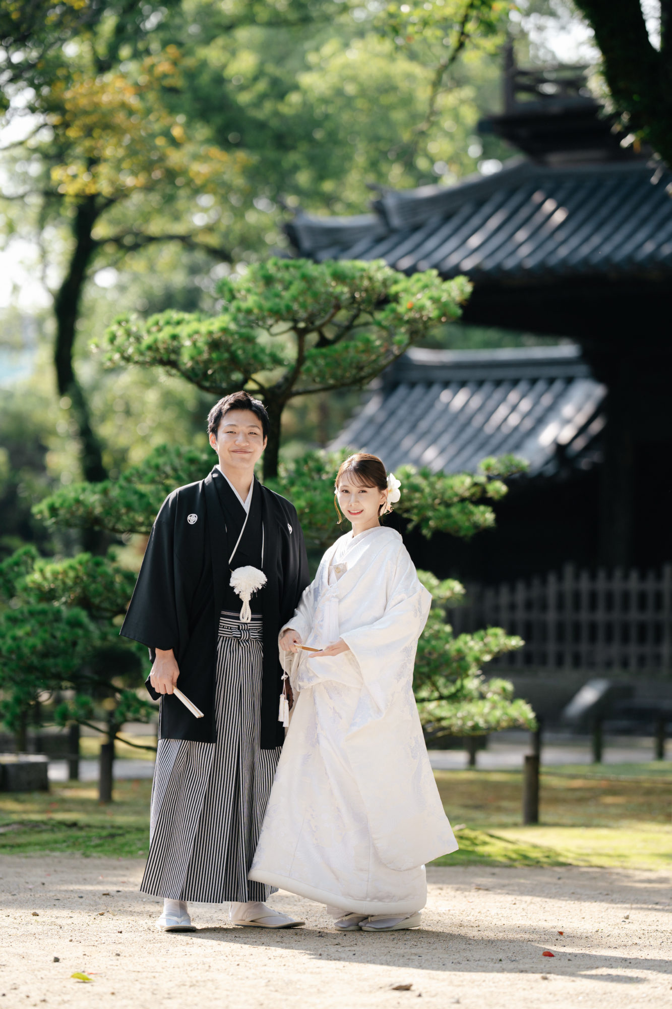 福岡・聖福寺の前撮り/フォトウェディングのロケーション撮影 | 境内は緑に囲まれ、福岡の中心地とは思えないロケーション。