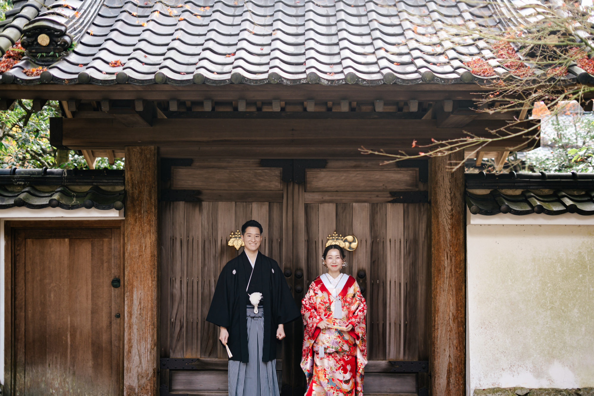 福岡・呑山観音寺の前撮り/フォトウェディングのロケーション撮影 | 福岡のお寺での和装前撮り。