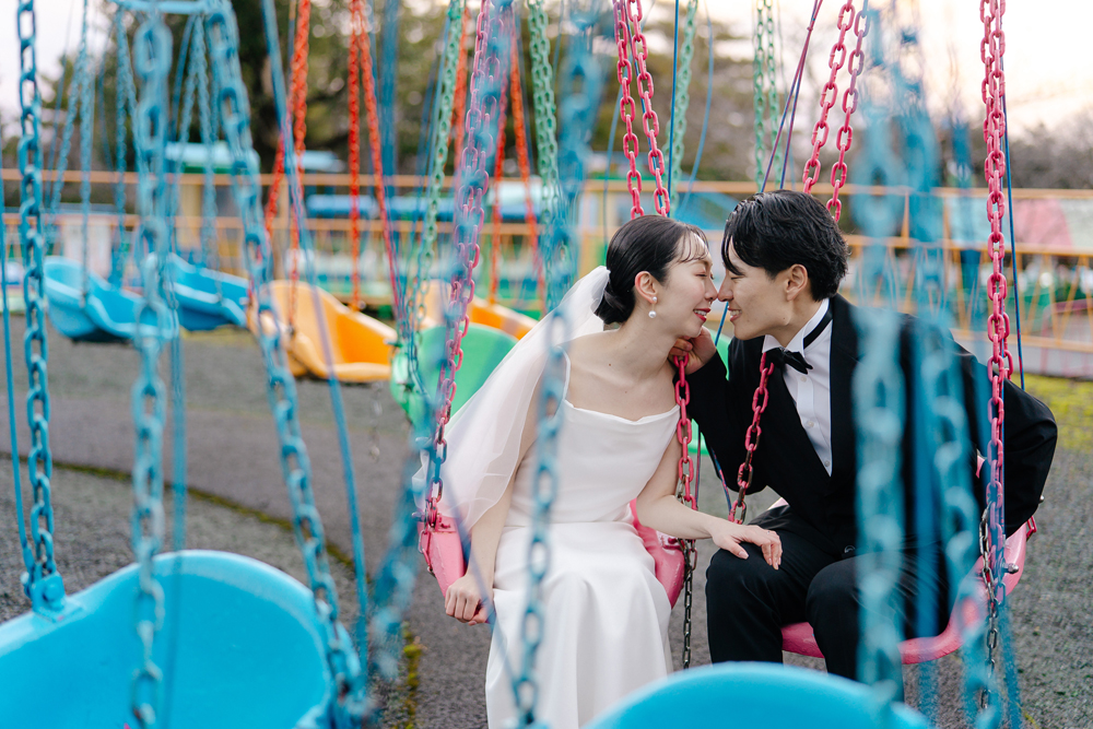 養老公園・養老天命反転の前撮り/フォトウェディングのロケーション撮影 | アートが好きな方におすすめの前撮りスポット。