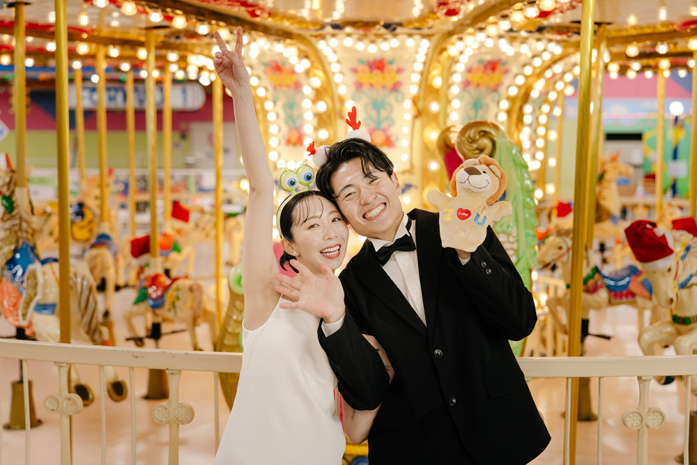 養老公園・養老天命反転の前撮り/フォトウェディングのロケーション撮影 | 笑顔で撮影締めくくり。