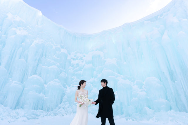 支笏湖／冬（北海道）の前撮り/フォトウェディング ロケーション撮影事例