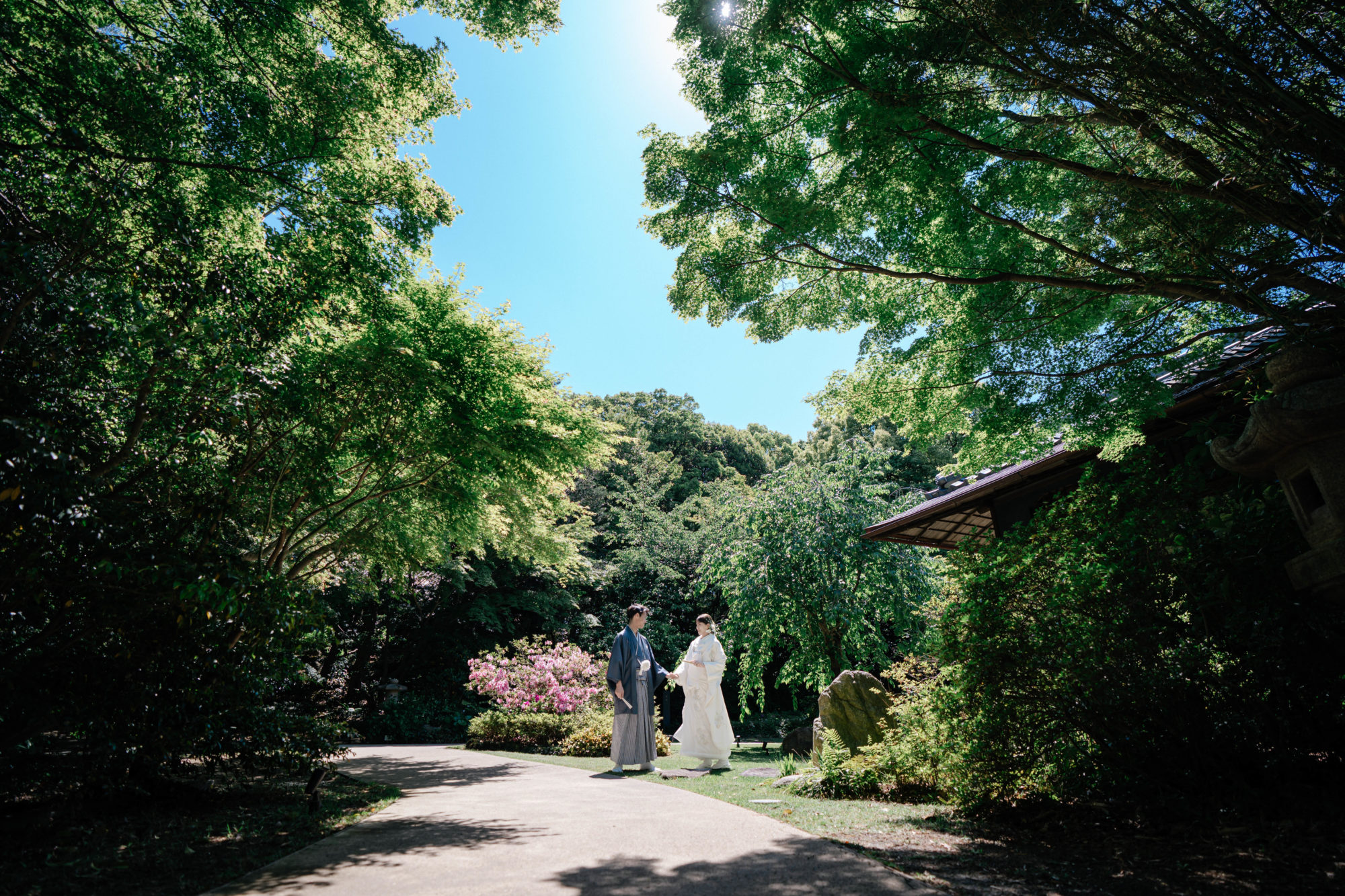 福岡・高宮南緑地の前撮り/フォトウェディングのロケーション撮影 | 街中とは思えないほど自然が豊かな高宮南緑地。