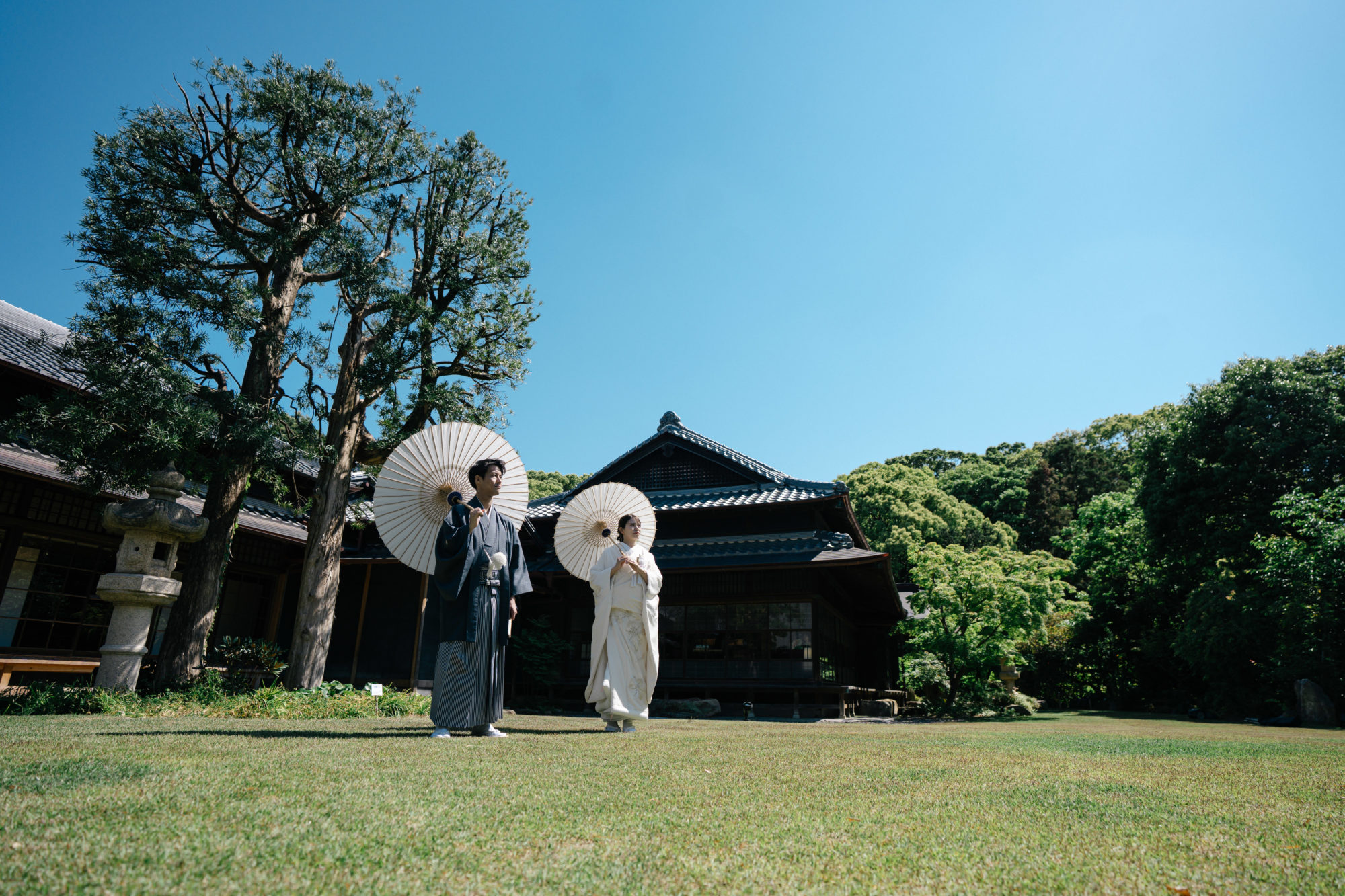 福岡・高宮南緑地の前撮り/フォトウェディングのロケーション撮影 | 福岡市内での和装撮影にオススメの高宮南緑地。